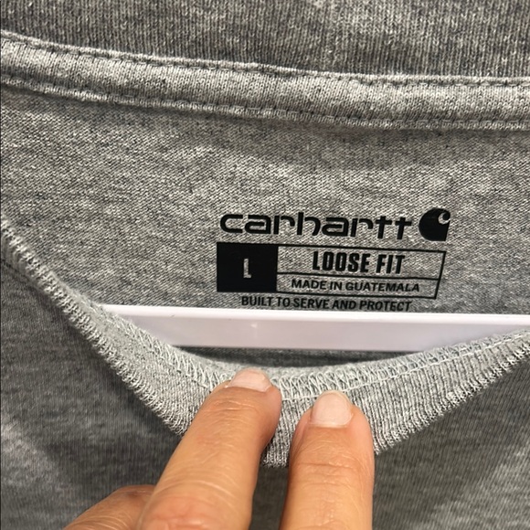 Carhartt Men's Long Sleeve Shirt in Gray with black Logo - Picture 2 of 2